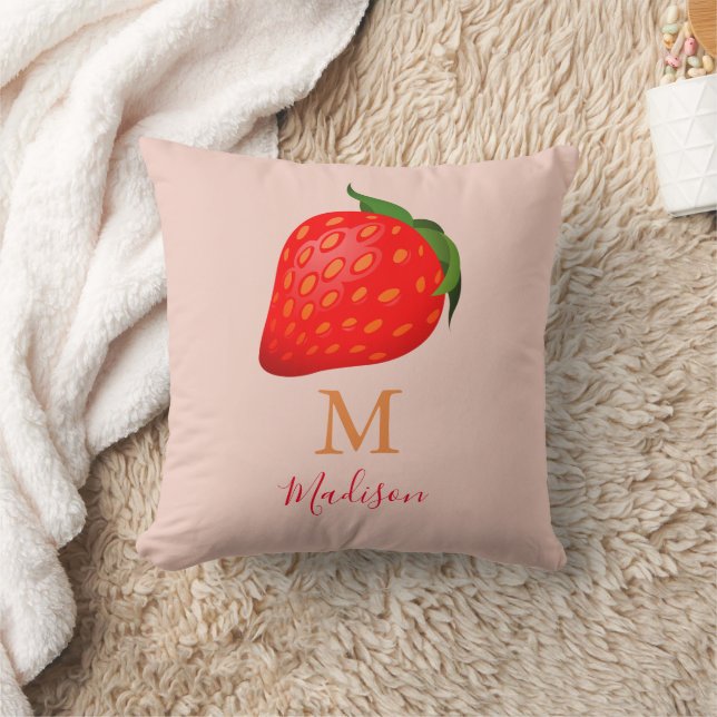 Cojín Decorativo Fresa | Monograma inicial (Manta)
