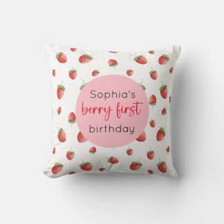 Cojín Decorativo Fresa primer cumpleaños Berry primero