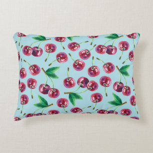 Cojín Decorativo Fresas acuáticas modernas: Jugoso patrón de cereza