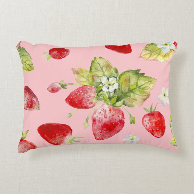 Cojín Decorativo Fresas acuáticas, sin costuras, con un patrón frut (Anverso)