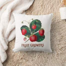 Cojín Decorativo Fresas de época con hojas cultivadoras de frutas