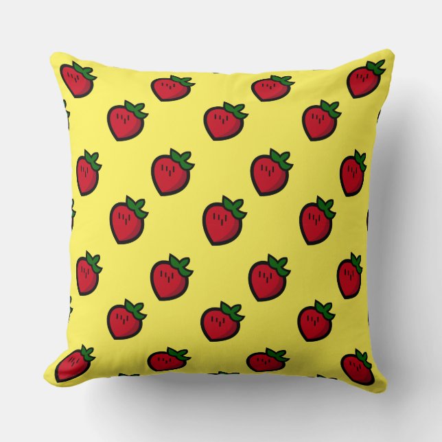 Cojín Decorativo Fresas de Personalizado rojo curadas para vegetari (Anverso)