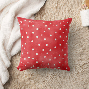 Cojín Decorativo Fresas de puntos rojos y blancos lazos verdes