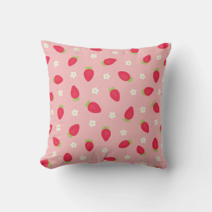 Cojín Decorativo Fresas de Verano (gran escala) Rosa