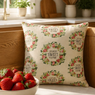 Cojín Decorativo Fresas Hogar Dulce Hogar Caqui