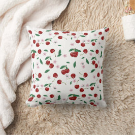 Cojín Decorativo Fresas rojas botánicas, vegetación y flores de cer