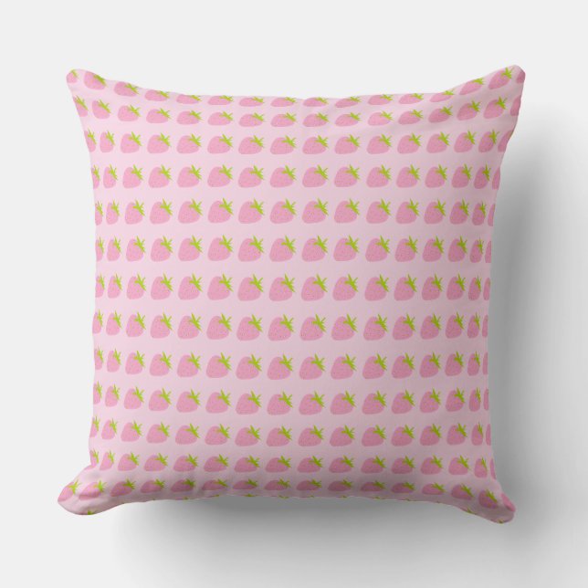 Cojín Decorativo Fresas rosadas patrón lindo (Anverso)