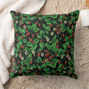 Cojín Decorativo Fresas silvestres en negro