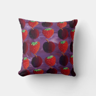 Cojín Decorativo Fresas y Ciruelas Elegantes con Patrón