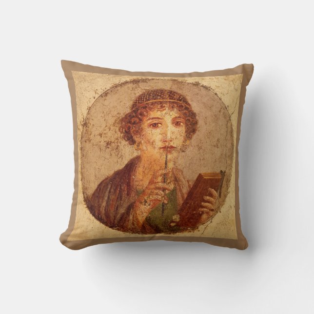 Cojín Decorativo Fresco de Sappho en Pompeya (Anverso)