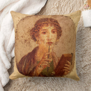 Cojín Decorativo Fresco de Sappho en Pompeya