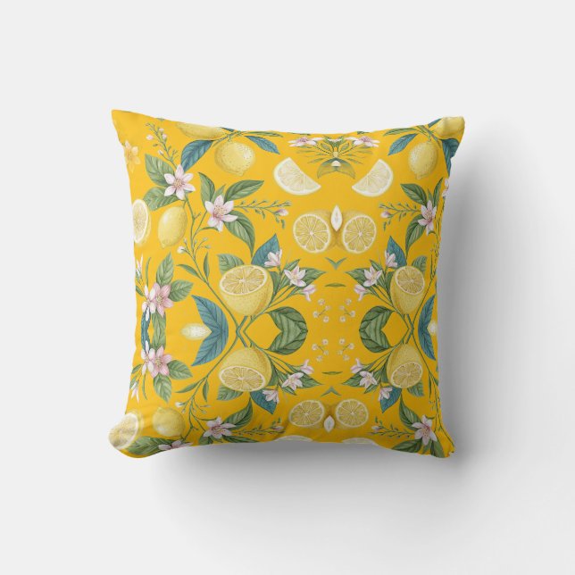 Cojín Decorativo Fresh Lemon Floral Botanical Pattern  (Anverso)
