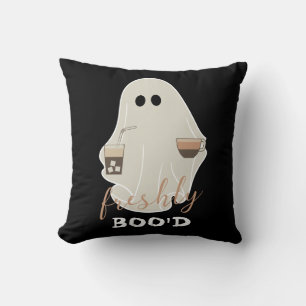 Cojín Decorativo Freshly Boo'd   Halloween Cute Ghost   Negro