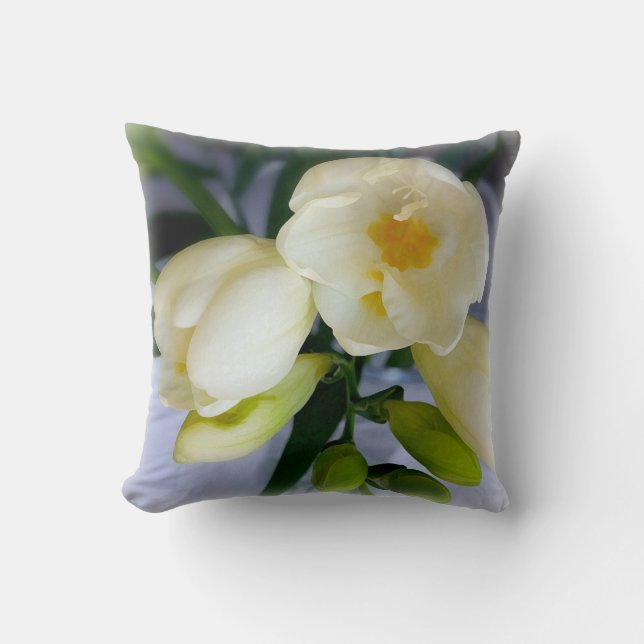 Cojín Decorativo fresia amarilla blanca (Anverso)