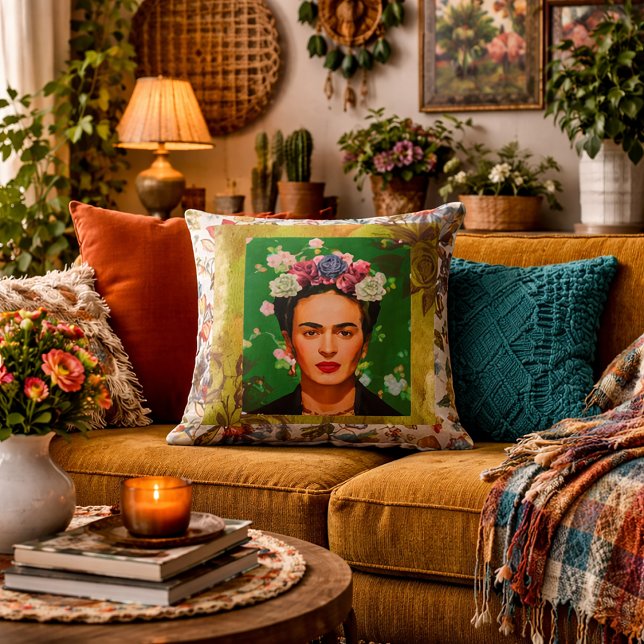 Cojín decorativo Frida Flowers (Subido por el creador)