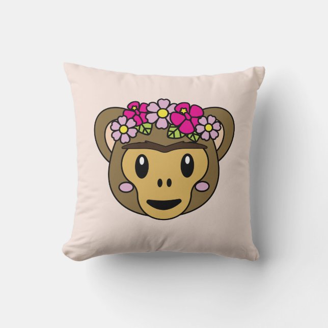 Cojín Decorativo Frida Kahlo el | FridaMoji - mono (Anverso)