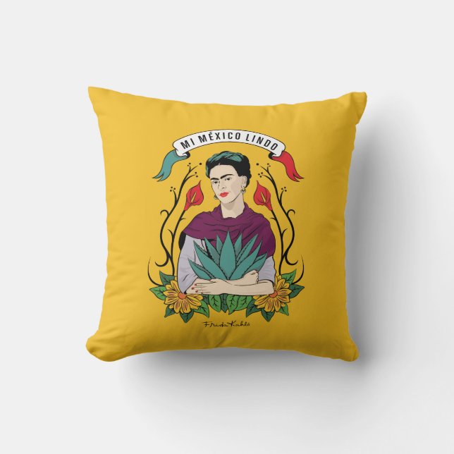 Cojín Decorativo Frida Kahlo el | MI México Lindo (Anverso)