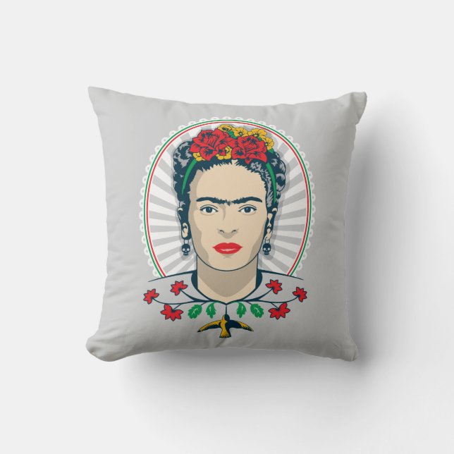 Cojín Decorativo Frida Kahlo | Floral de época (Anverso)