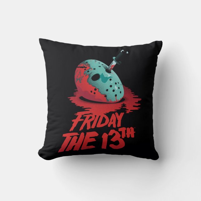 Cojín Decorativo Friday the 13th | Knife Through Blue Hockey Mask (Anverso)