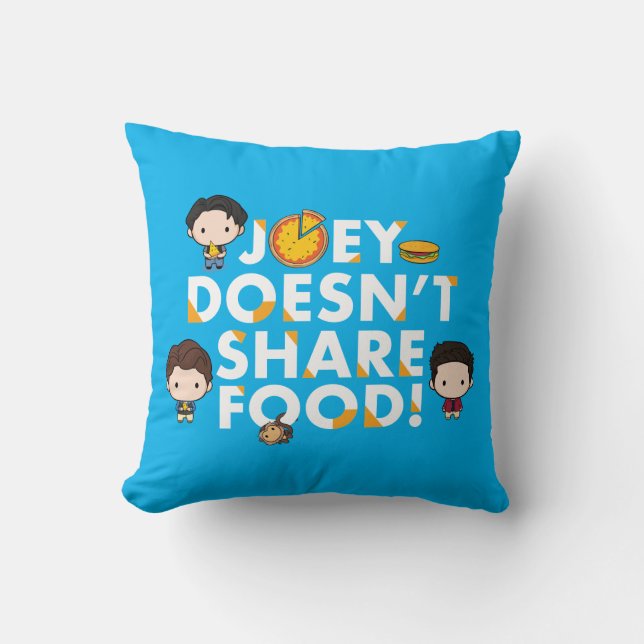 Cojín Decorativo FRIENDS™ | Joey No Comparte Comida Chibi (Anverso)