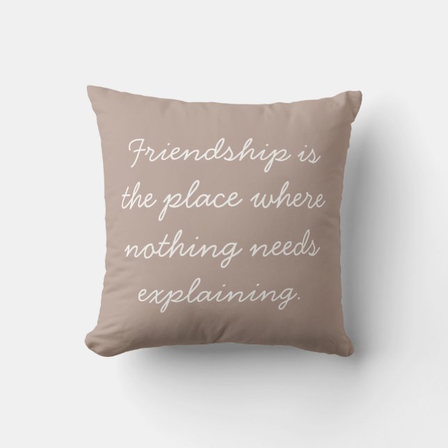 Cojín Decorativo Friendship Quote Boho Handwritten Script Taupe (Anverso)