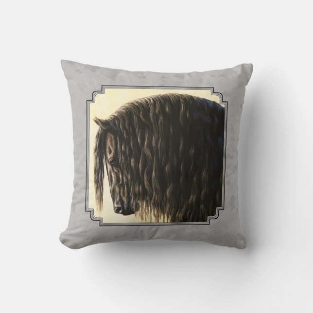 Cojín Decorativo Friesian Draft Horse Silver Gray (Anverso)