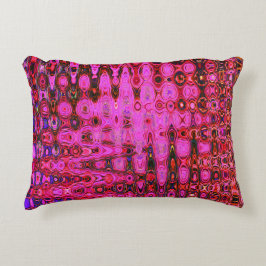 Cojín Decorativo Frios zigzags abstractos atómicos retro rosa y neg