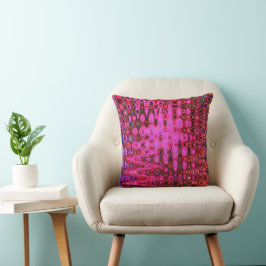 Cojín Decorativo Frios Zigzags Atómicos Retro Abstractos de Rosa y
