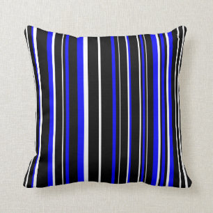 Cojín Decorativo Frisas de código de barras negras, azules y blanca