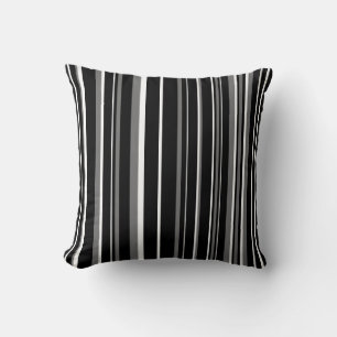 Cojín Decorativo Frisas de código de barras negras, grises y blanca