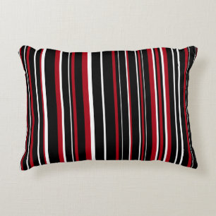 Cojín Decorativo Frisas de código de barras negras, rojas y blancas