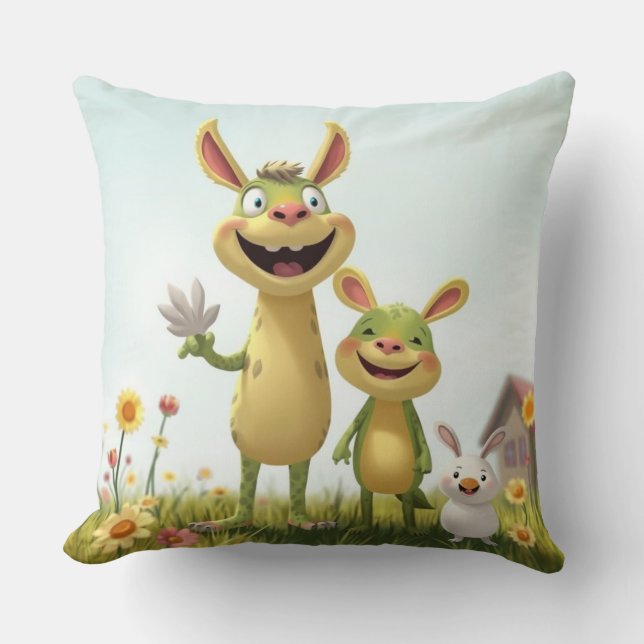 Cojín Decorativo Fröhliche Wiesengang – Bunte Tierfreunde im Frühli (Anverso)