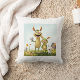 Cojín Decorativo Fröhliche Wiesengang – Bunte Tierfreunde im Frühli