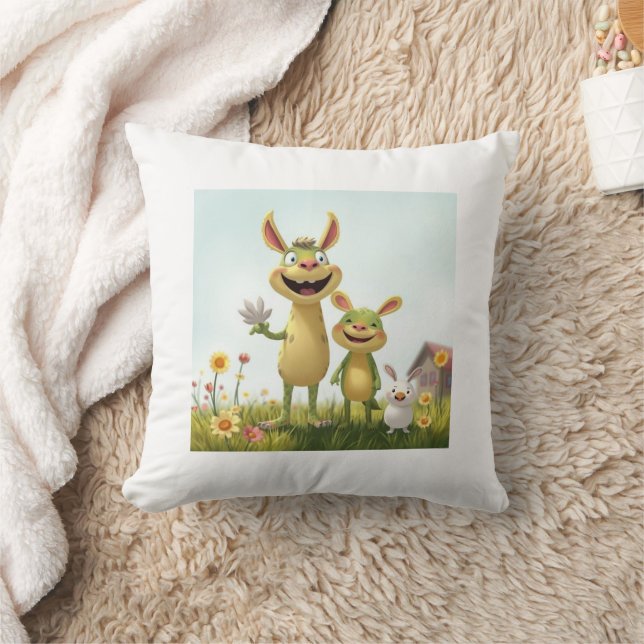 Cojín Decorativo Fröhliche Wiesengang – Bunte Tierfreunde im Frühli (Manta)