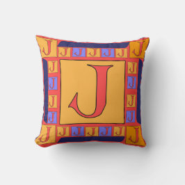 COJÍN DECORATIVO FRONTERA CLÁSICA DE MONOGRAM J AZUL