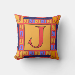 COJÍN DECORATIVO FRONTERA CLÁSICA DE MONOGRAM J AZUL