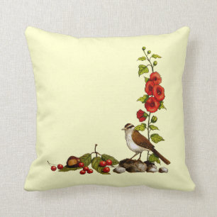 Cojín Decorativo Frontera de la naturaleza en lápiz del color: