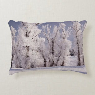 Cojín Decorativo Frost cubrió los árboles y la cerca, Colorado
