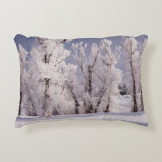 Cojín Decorativo Frost cubrió los árboles y la cerca, Colorado