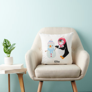 Cojín Decorativo Frosty el muñeco de nieve y el pingüino
