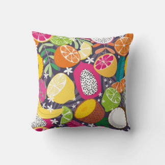 Cojín Decorativo Fruit seamless pattern, collection of exotic tropi
