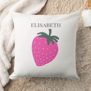 Cojín Decorativo Fruta de Fresa Nombre Personalizado