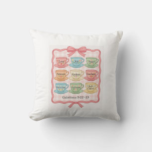 Cojín Decorativo Fruta de las tazas de té rosadas espirituosas