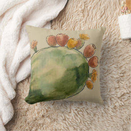 Cojín Decorativo Fruta de Nopal Acuarela Boho 