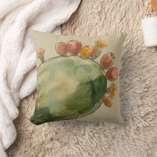 Cojín Decorativo Fruta de Nopal Acuarela Boho