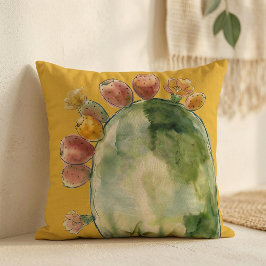 Cojín Decorativo Fruta de Nopal Acuarela Boho 