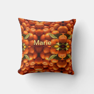 Cojín Decorativo Fruta naranja simple agregar nombre personalizado