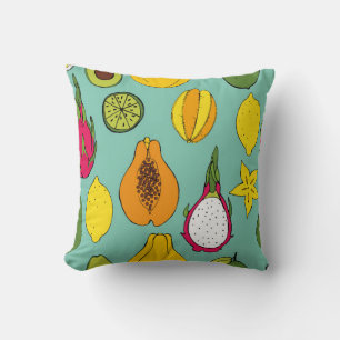 Cojín Decorativo Fruta. Patrón vintage sin foco