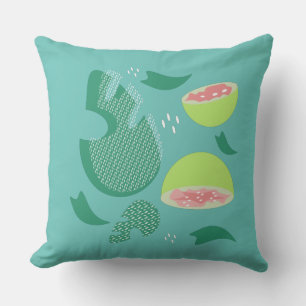 Cojín Decorativo Fruta Verano Guayaba Rosa Monstera