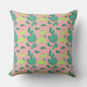 Cojín Decorativo Fruta Verano Guayaba Rosa Patrón Monstera